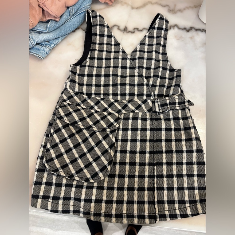 Zara Black and White Plaid Kids Dress